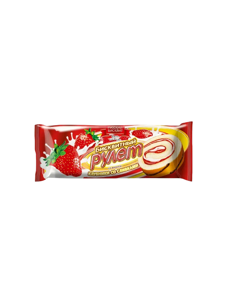 РУЛЕТ РУССКИЙ БИСКВИТ СО ВКУСОМ КЛУБНИКИ 175Г