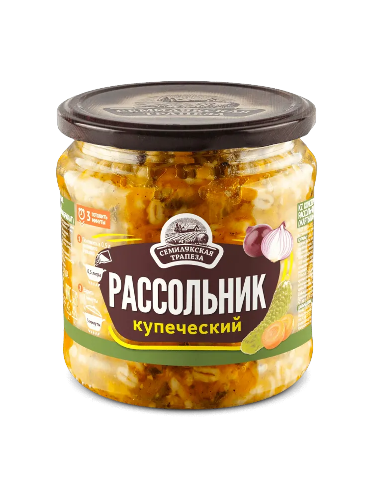 РАССОЛЬНИК СЕМИЛУКСКАЯ ТРАПЕЗА КУПЕЧЕСКИЙ 460Г СТ/Б