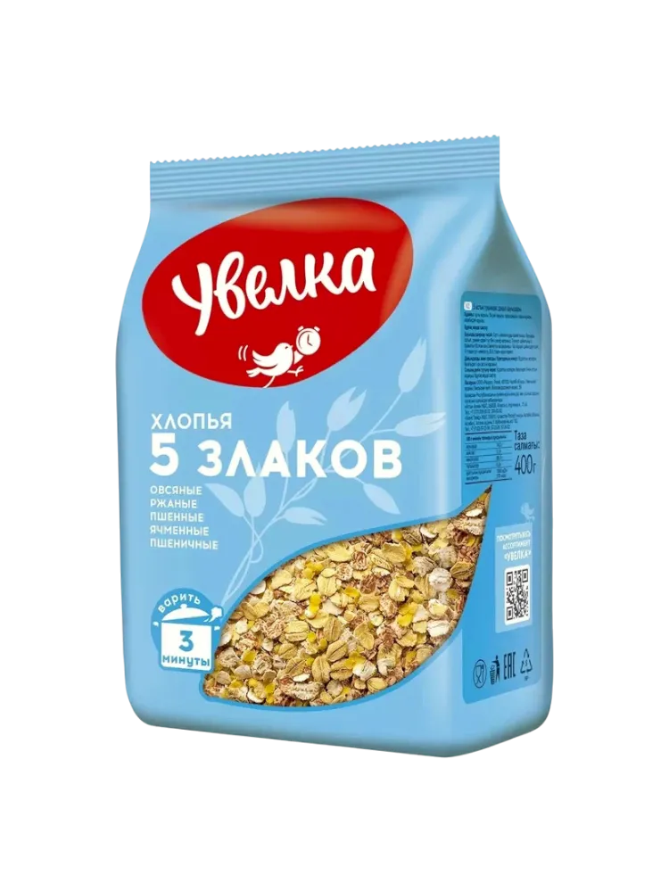 ХЛОПЬЯ УВЕЛКА 5 ЗЛАКОВ 400Г М/У(6)