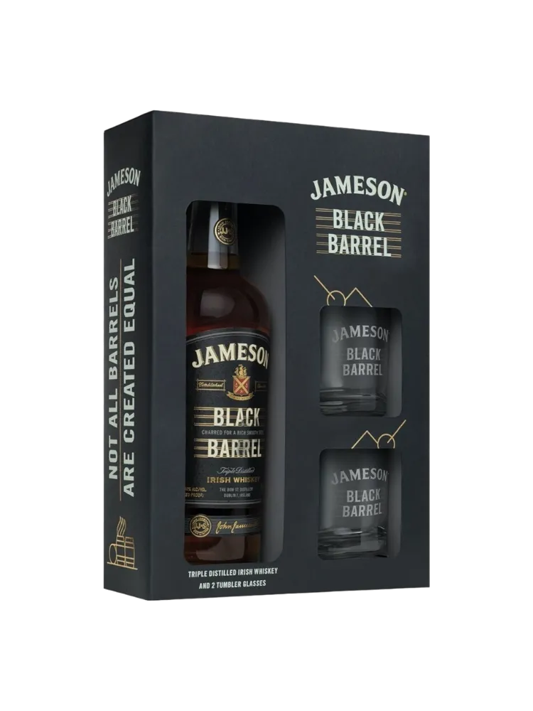 ВИСКИ JAMESON BLACK BARREL + 2 СТКАНА 40% 0.7Л - фото 1