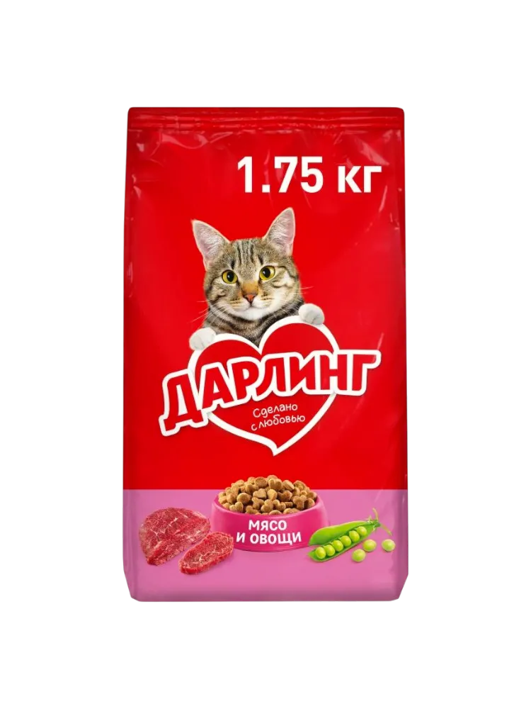 КОРМ СУХОЙ Д/КОШЕК ДАРЛИНГ 1.75КГ МЯСО&ОВОЩИ Д/ВЗРОСЛЫХ