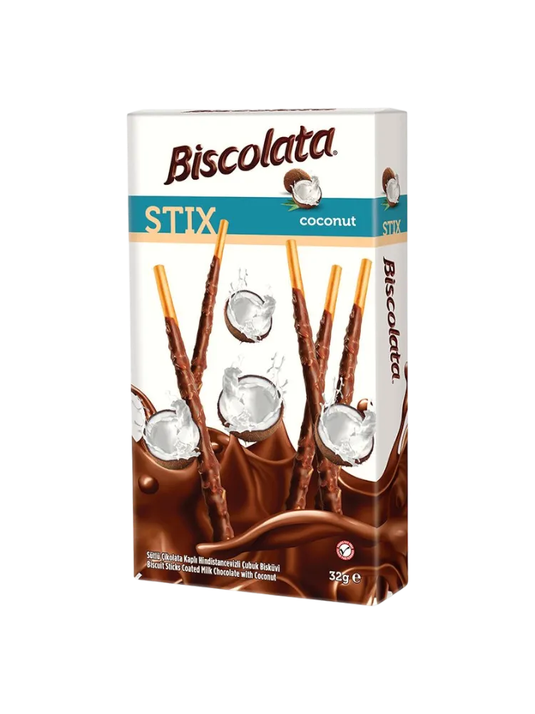ПЕЧЕНЬЕ BISCOLATA 32Г STIX COCONUT