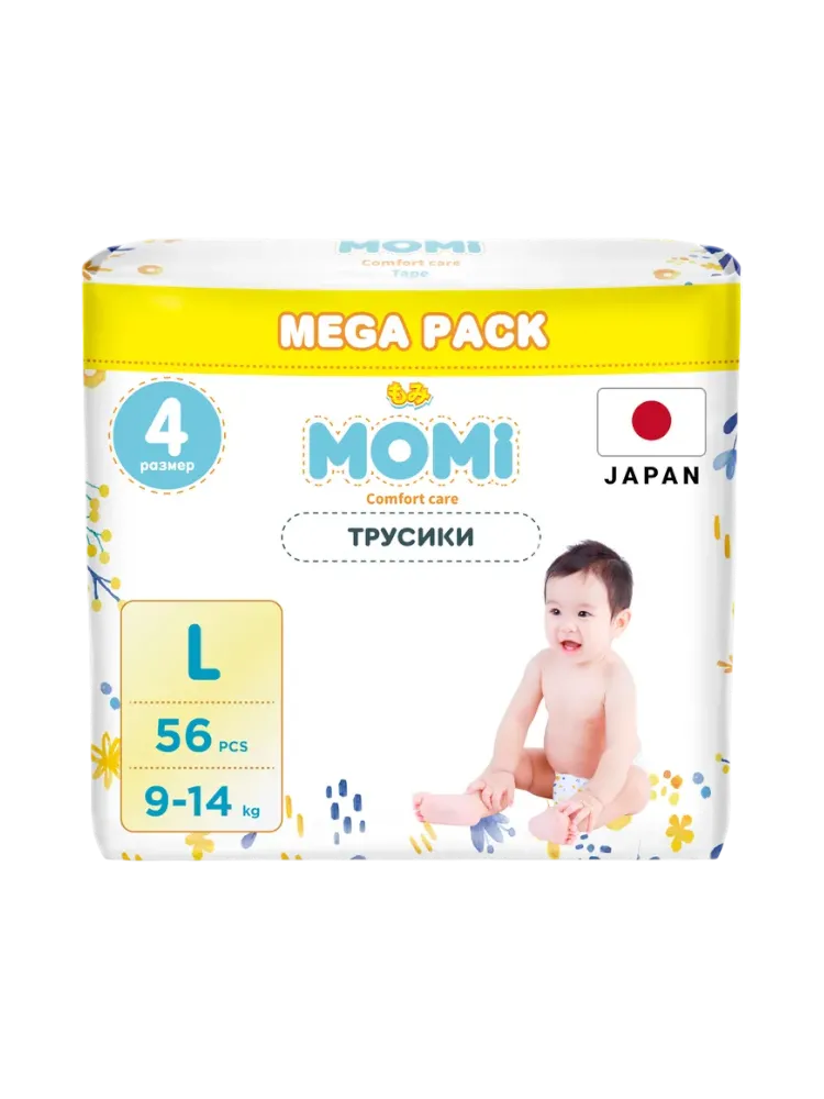 Подгузники-трусики  MOMI COMFORT CARE L (9-14 кг) MEGA, 56 шт