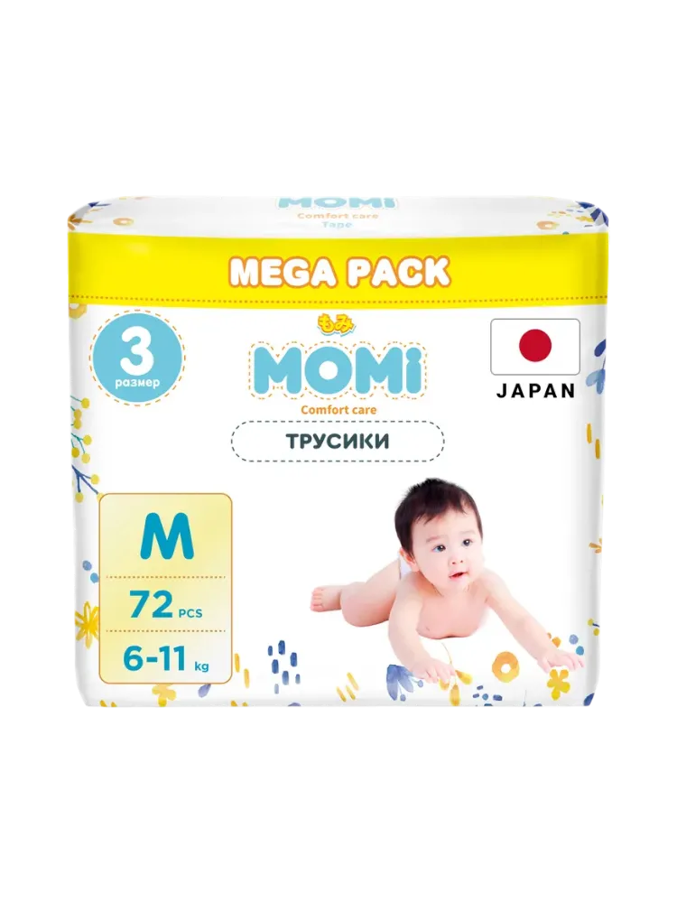 Подгузники-трусики  MOMI COMFORT CARE  M (6-11 кг) MEGA, 72 шт