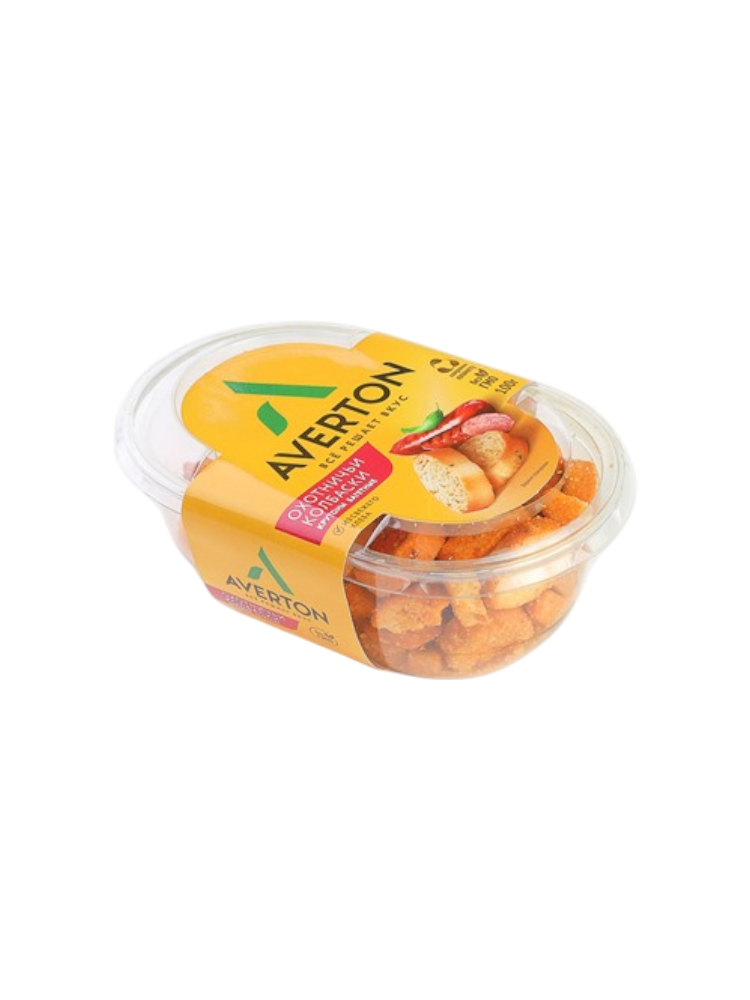 СУХАРИКИ БАГЕТНЫЕ AVERTON 100Г ОХОТНИЧЬИ КОЛБАСКИ