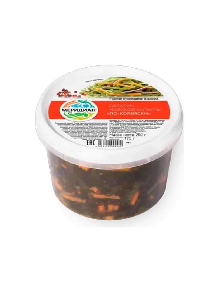 САЛАТ МЕРИДИАН 250Г МОРСКАЯ КАПУСТА ПО-КОРЕЙСКИ