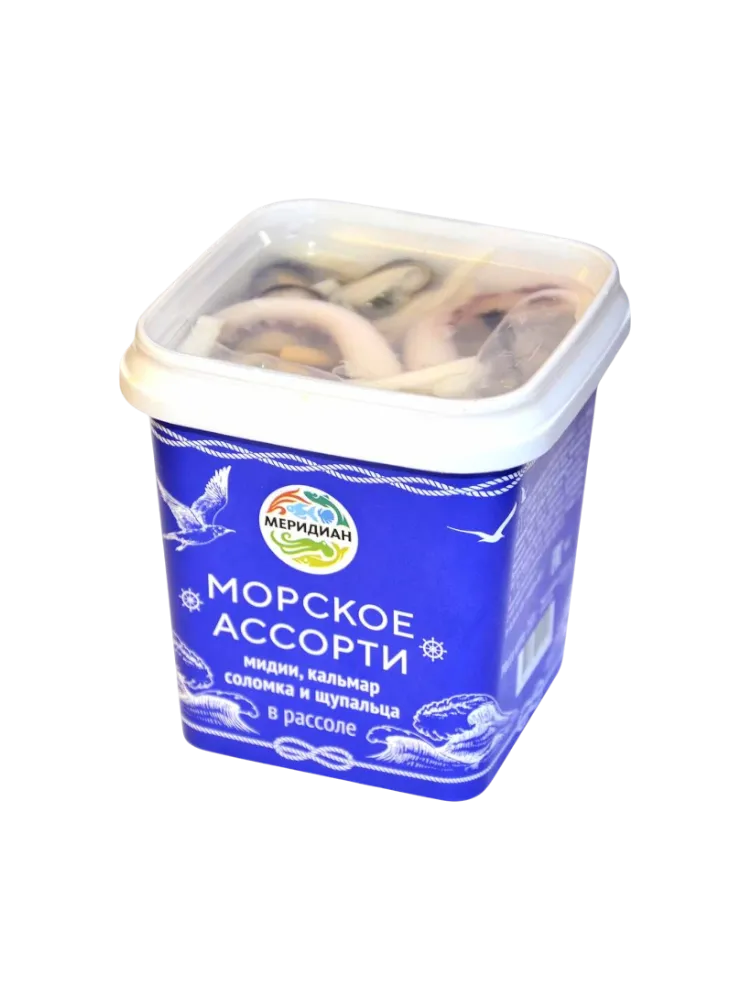 МОРСКОЕ МЕРИДИАН 250Г АССОРТИ В РАССОЛЕ