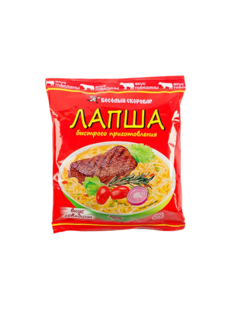 ЛАПША ВЕСЁЛЫЙ СКОРОВАР 90Г ГОВЯДИНА М/У - фото 1