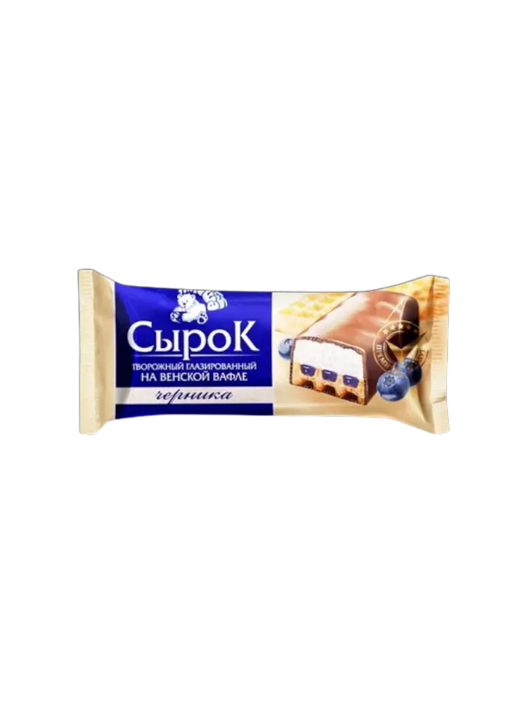 СЫРОК ТВОРОЖ ГЛАЗИР НА ВЕНСКОЙ ВАФЛЕ ЧЕРНИКА 65Г