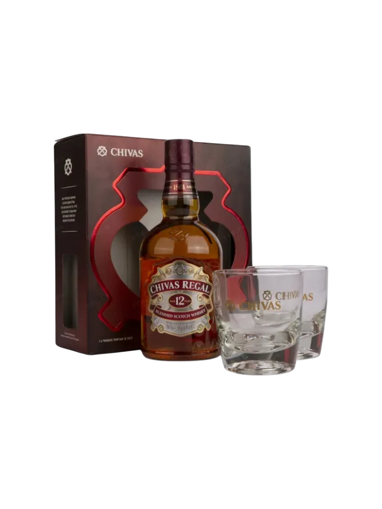 ВИСКИ CHIVAS REGAL 12YO + 2 СТАКАНА 40% 0.7Л - фото 1