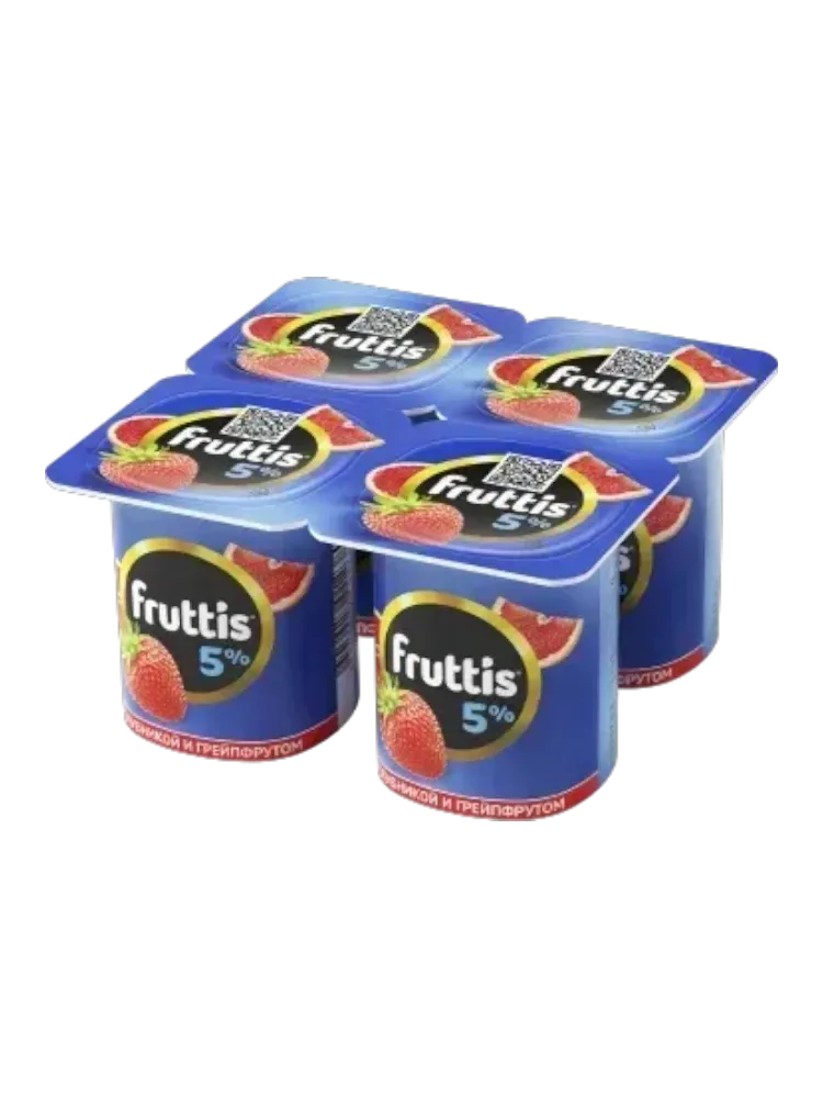 ЙОГУРТ FRUTTIS СЛИВОЧНОЕ ЛАКОМСТВО С КЛУБНИКОЙ И ГРЕЙПФРУТОМ 5,0% 115Г - фото 1
