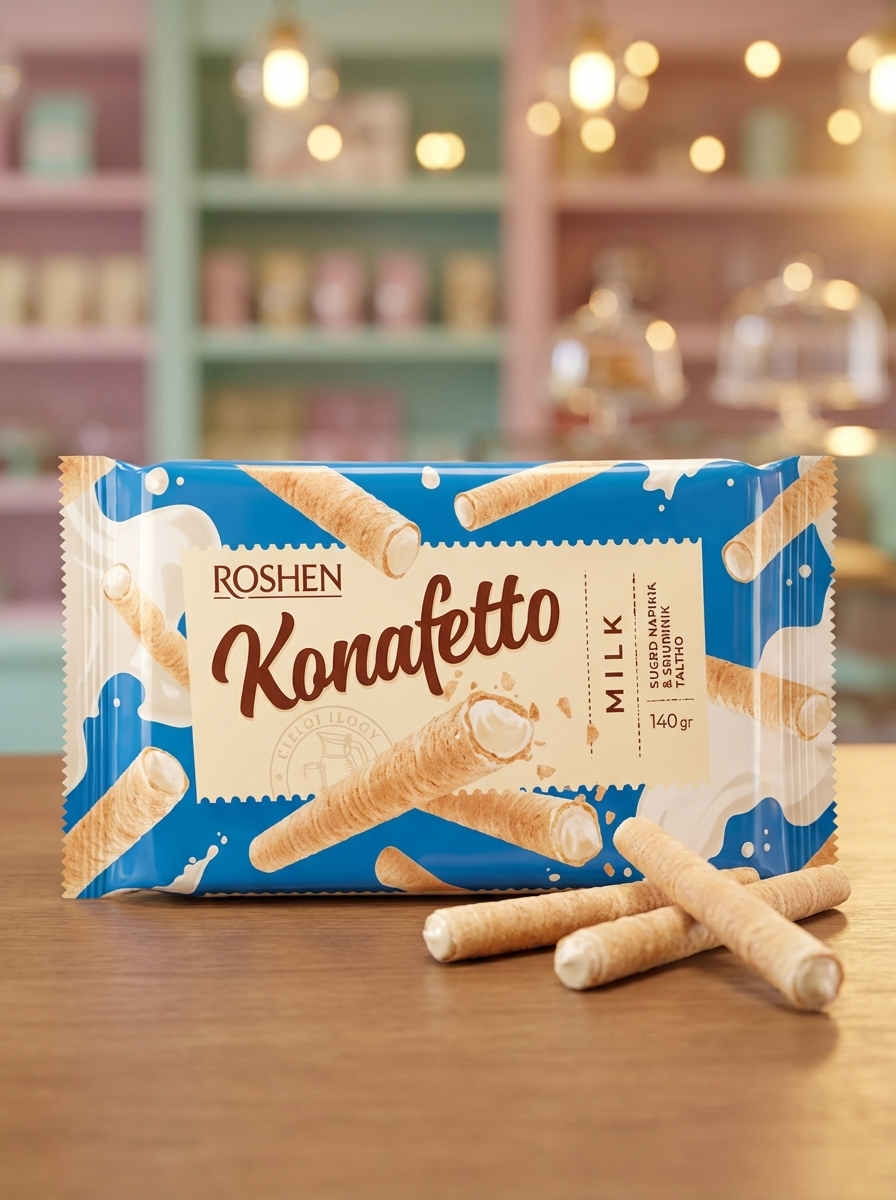 ROSHEN ВАФ ТРУБОЧКИ KONAFETTO 140Г МОЛ НАЧ