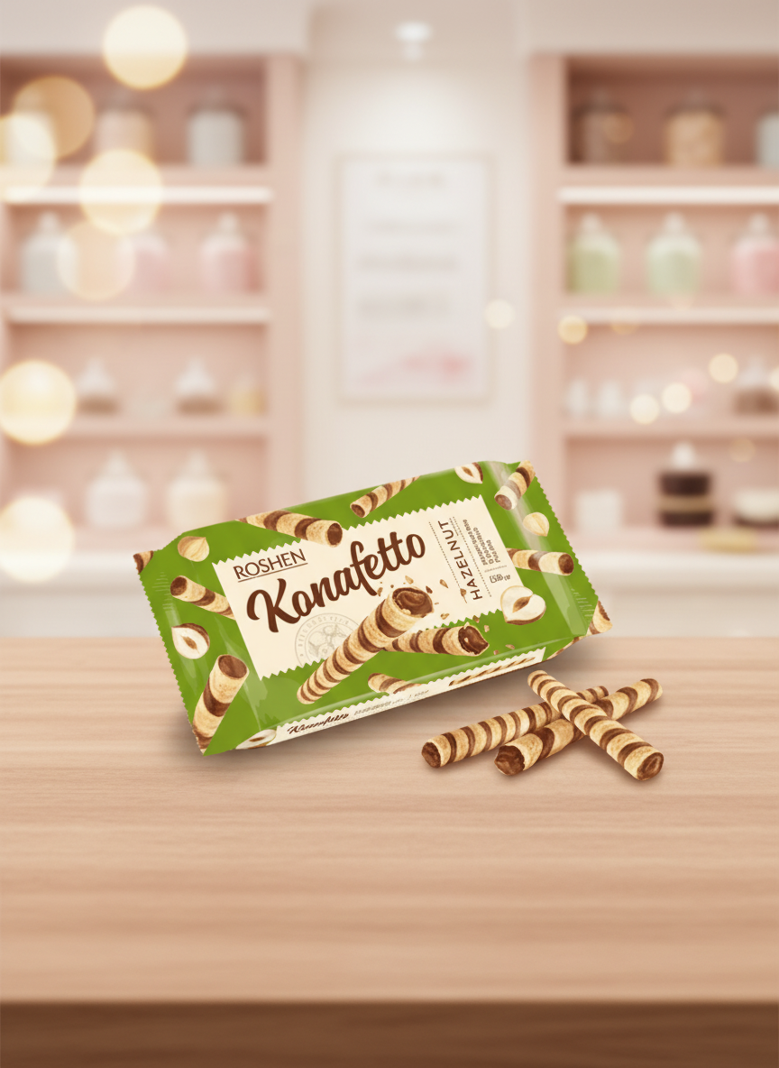 Вафельные трубочки Konafetto с ореховой начинкой 140г