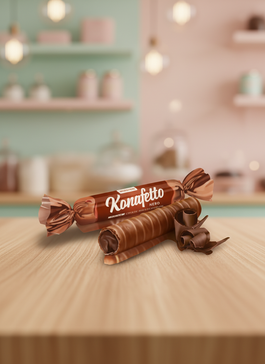 КОНФЕТЫ Вафельные трубочки глазированные Konafetto nero 1кг