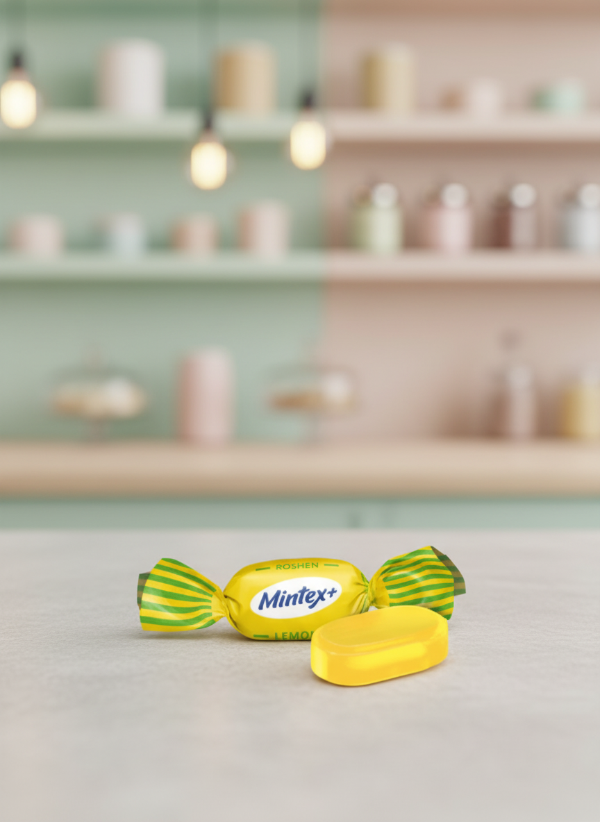 КАРАМЕЛЬ Mintex+ Lemon со вкусом лимона и ментола 1кг