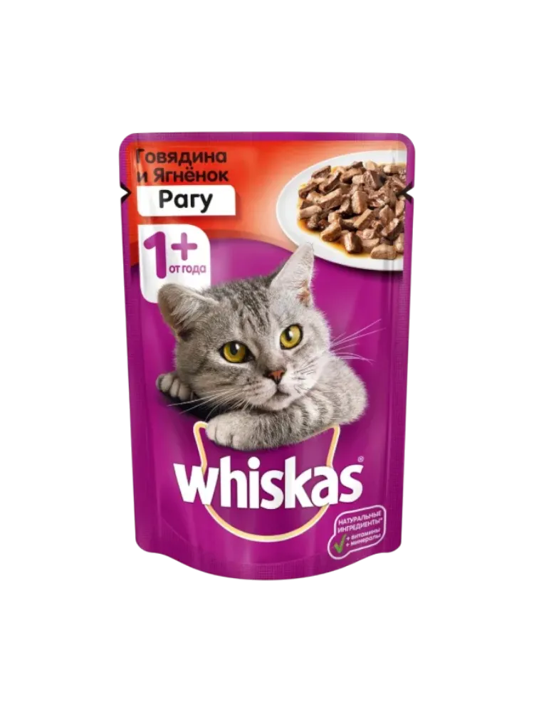 КОРМ Д/КОШЕК WHISKAS 85Г РАГУ ГОВЯДИНА(40)