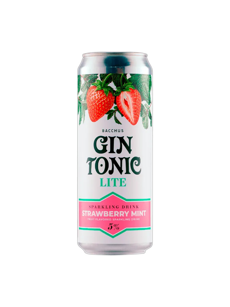 НАПИТОК GIN TONIC 0.45Л LITE STRAWBERRY MINT Ж/Б 5%(12) - фото 1