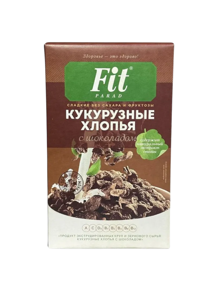 КУКУРУЗНЫЕ ХЛОПЬЯ FIT PARAD С ШОКОЛАДОМ 200Г(12)