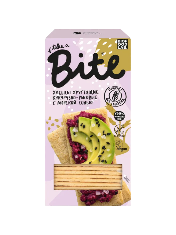 ХЛЕБЦЫ BITE ХРУСТЯЩИЕ КУКУРУЗНО-РИСОВЫЕ С МОРСКОЙ СОЛЬЮ 150 ГР