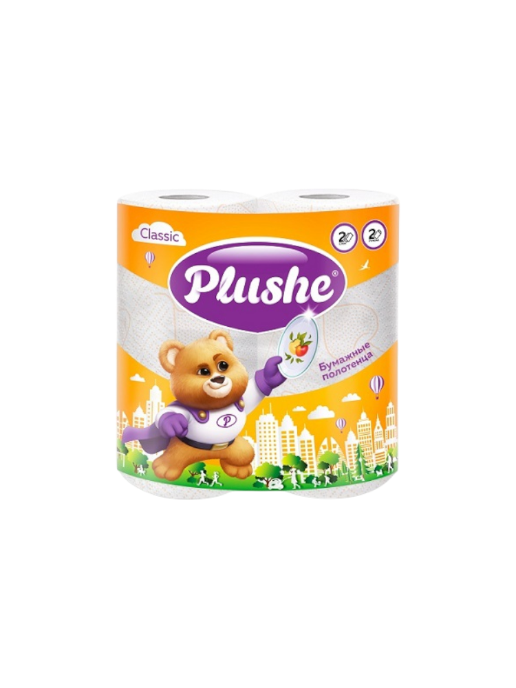 ПОЛОТЕНЦА БУМАЖНЫЕ PLUSHE LIGHT 2-Х СЛ 2РУЛ БЕЛЫЙ/ОРАНЖЕВЫЙ