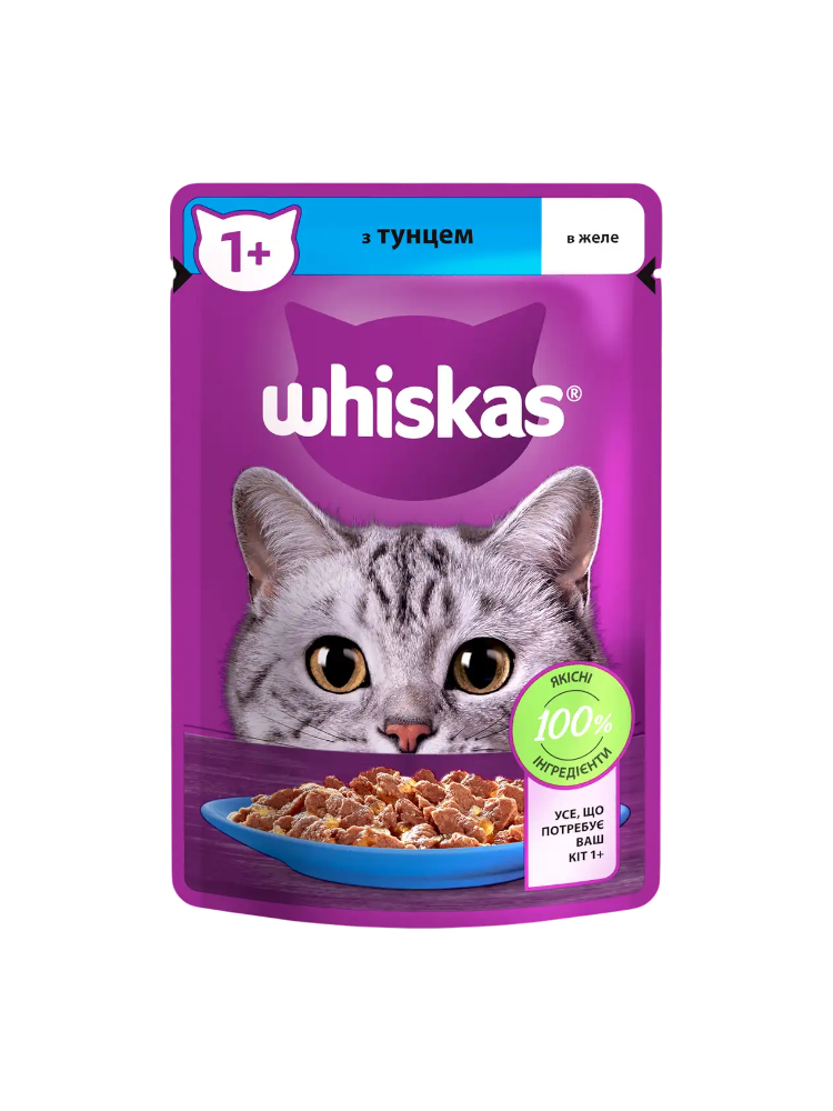 КОРМ Д/КОШЕК WHISKAS 85Г ЖЕЛЕ ТУНЕЦ(40) - фото 1