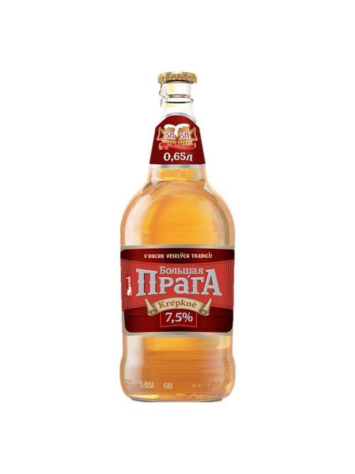 ПИВО SLAVNA 0.65Л БОЛЬШАЯ ПРАГА СВЕТЛОЕ КРЕПКОЕ 7.5%(12) - фото 1