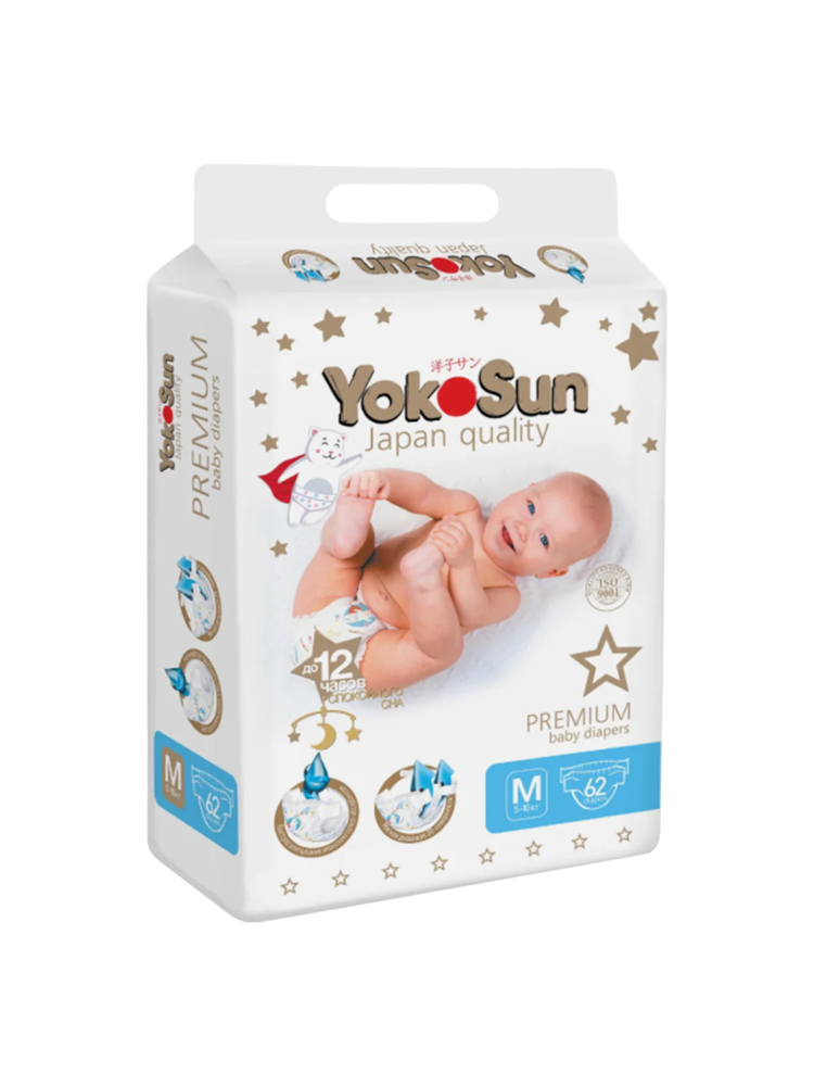 Подгузники YokoSun  Premium M (5-10 кг) 62 шт