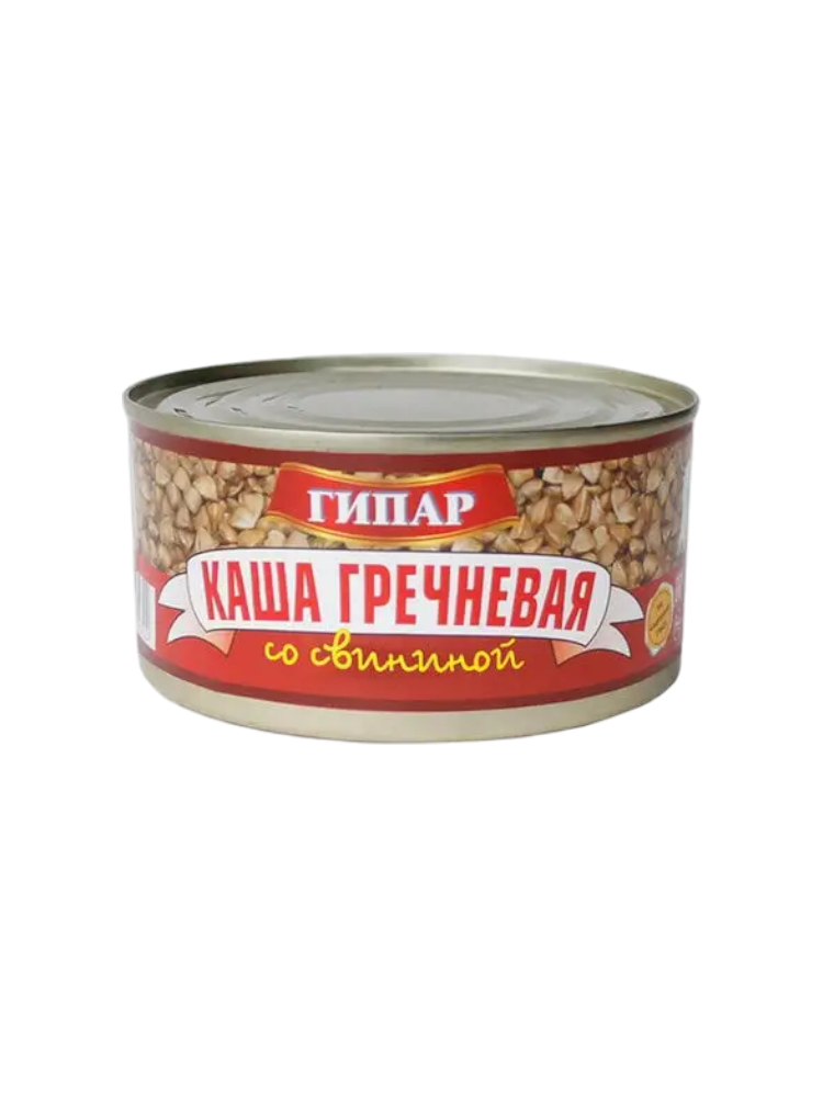 КОНСЕРВЫ КАША ГИПАР 340Г БОГАТЫРСКАЯ ГРЕЧНЕВАЯ СО ВКУСОМ СВИНИНЫ
