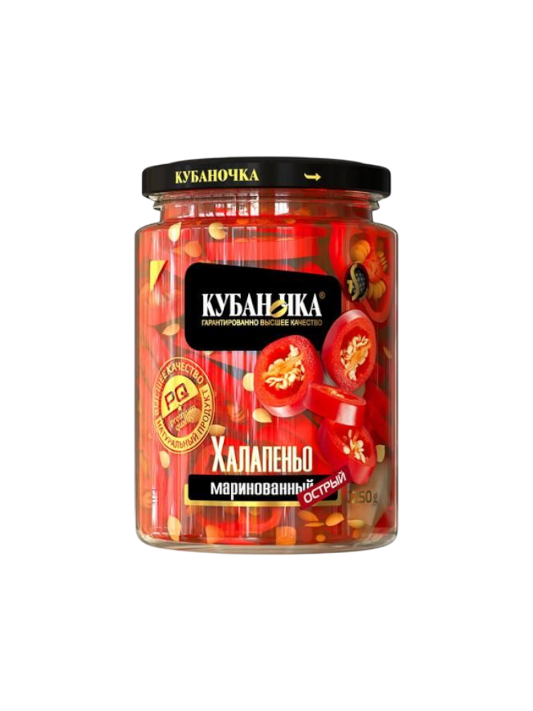 ПЕРЕЦ КУБАНОЧКА 250Г ХАЛАПЕНЬО КРАСНЫЙ ОСТРЫЙ(12)