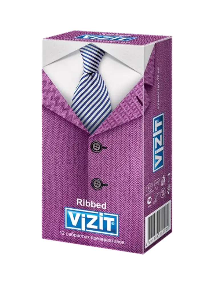 Презервативы VIZIT №12  Ribbed Ребристые из натурального латекса