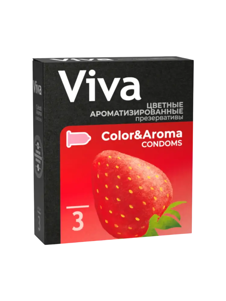 Презервативы  VIVA №3 цветные ароматизированные COLOR&AROMA из натурального латекса Richter