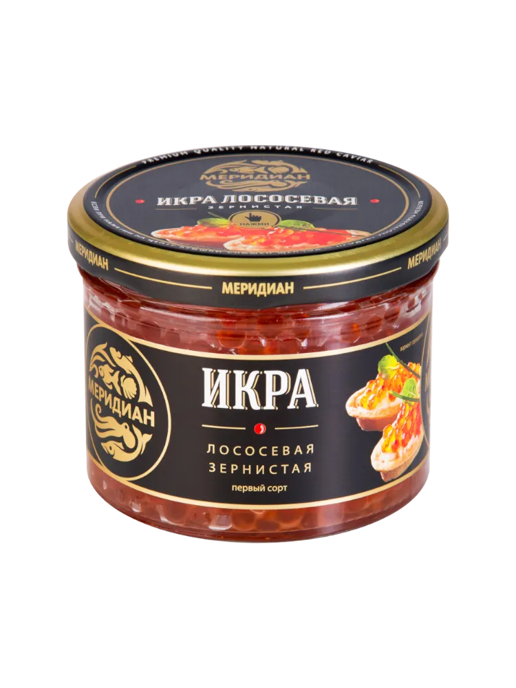 ИКРА МЕРИДИАН 210Г ЛОСОСЕВАЯ ЗЕРНИСТАЯ СОЛЕНАЯ СТ/Б