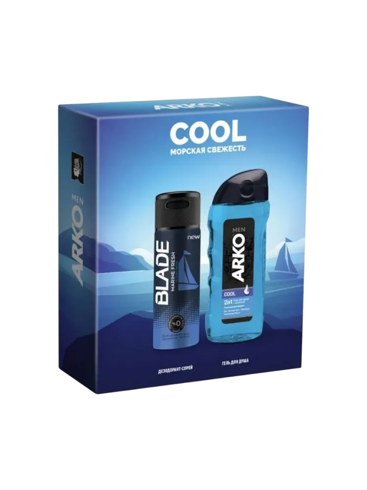 ПОДАРОЧНЫЙ НАБОР ARKO ГЕЛЬ Д/ДУША COOL 260 МЛ+BLADE ДЕЗОДОРАНТ COOLFRESH 150МЛ