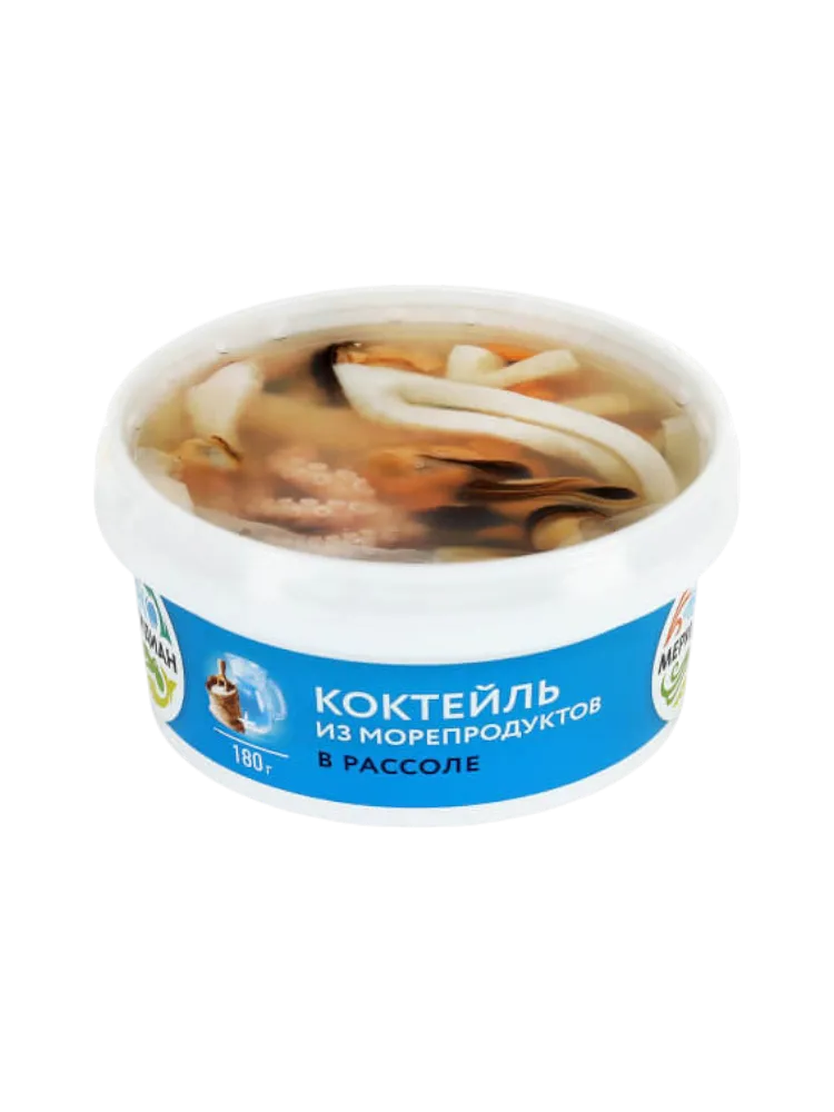 КОКТЕЙЛЬ МЕРИДИАН 180Г МОРЕПРОДУКТЫ В РАССОЛЕ