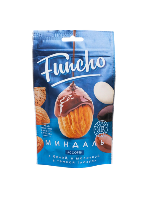 ДРАЖЕ FUNCHO МИНДАЛЬ АССОРТИ В БЕЛОЙ/МОЛОЧНОЙ/ТЕМНОЙ ГЛАЗУРИ 100Г