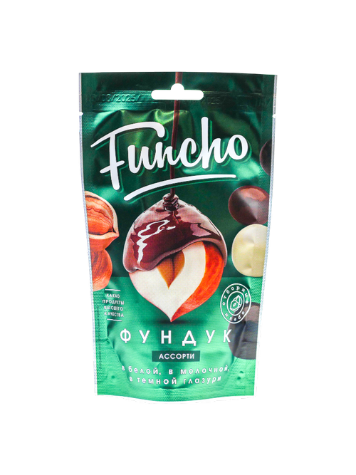 ДРАЖЕ FUNCHO ФУНДУК АССОРТИ В БЕЛОЙ/МОЛОЧНОЙ/ТЕМНОЙ ГЛАЗУРИ 100Г