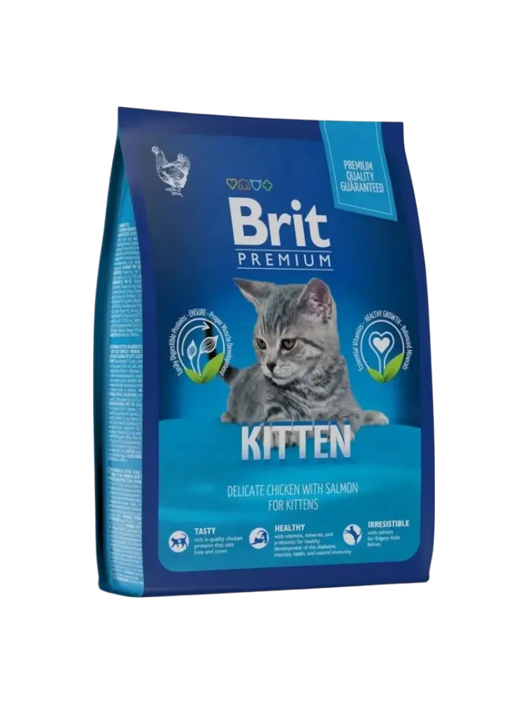 КОРМ Д/КОТЯТ BRIT 400Г PREMIUM KITTEN КУРИЦА/ЛОСОСЬ СУХОЙ