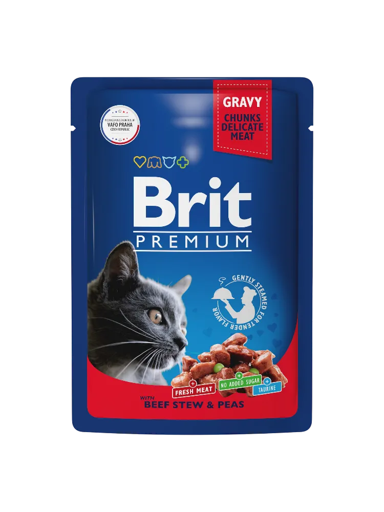 КОРМ Д/КОШЕК BRIT 85Г PREMIUM ГОВЯДИНА/ГОРОШЕК В СОУСЕ - фото 1