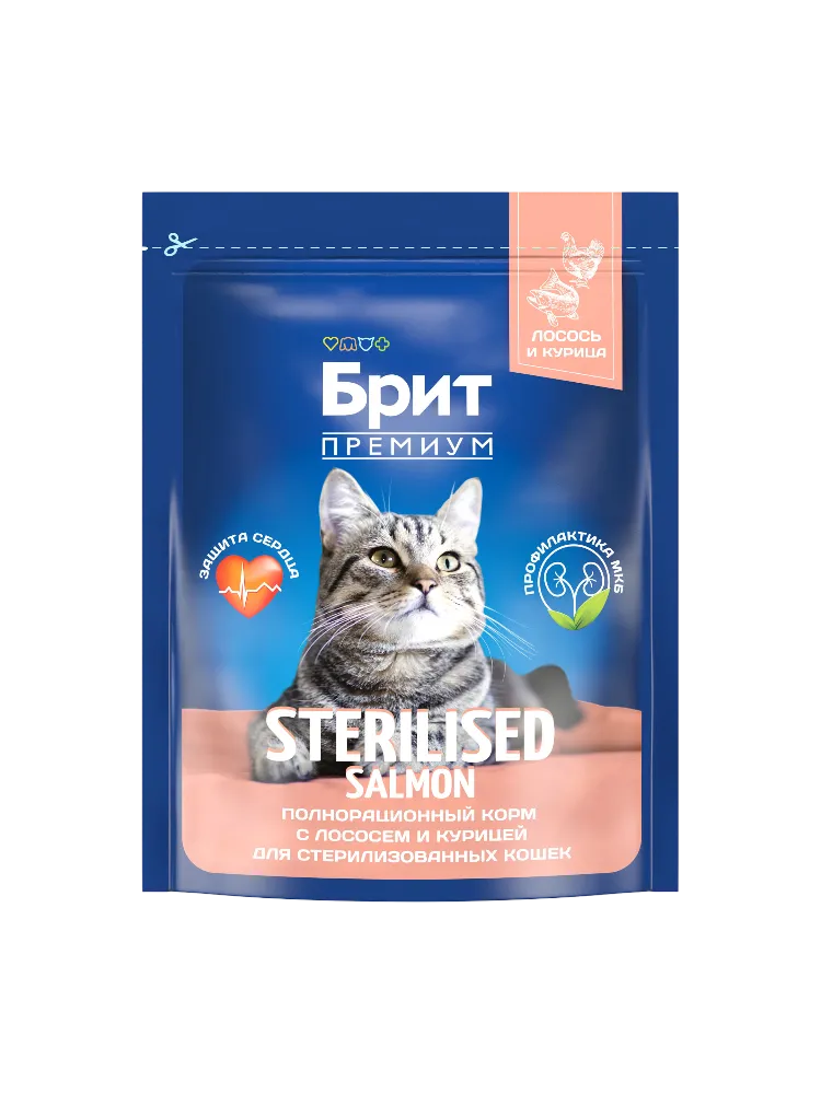 КОРМ Д/КОШЕК BRIT 400Г PREMIUM КУРИЦА/ЛОСОСЬ СУХОЙ