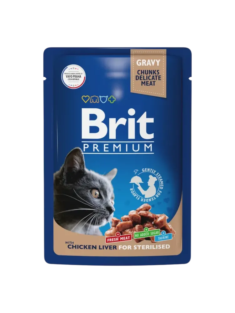 КОРМ Д/КОШЕК BRIT 85Г PREMIUM КУРИНАЯ ПЕЧЕНЬ В СОУСЕ - фото 1