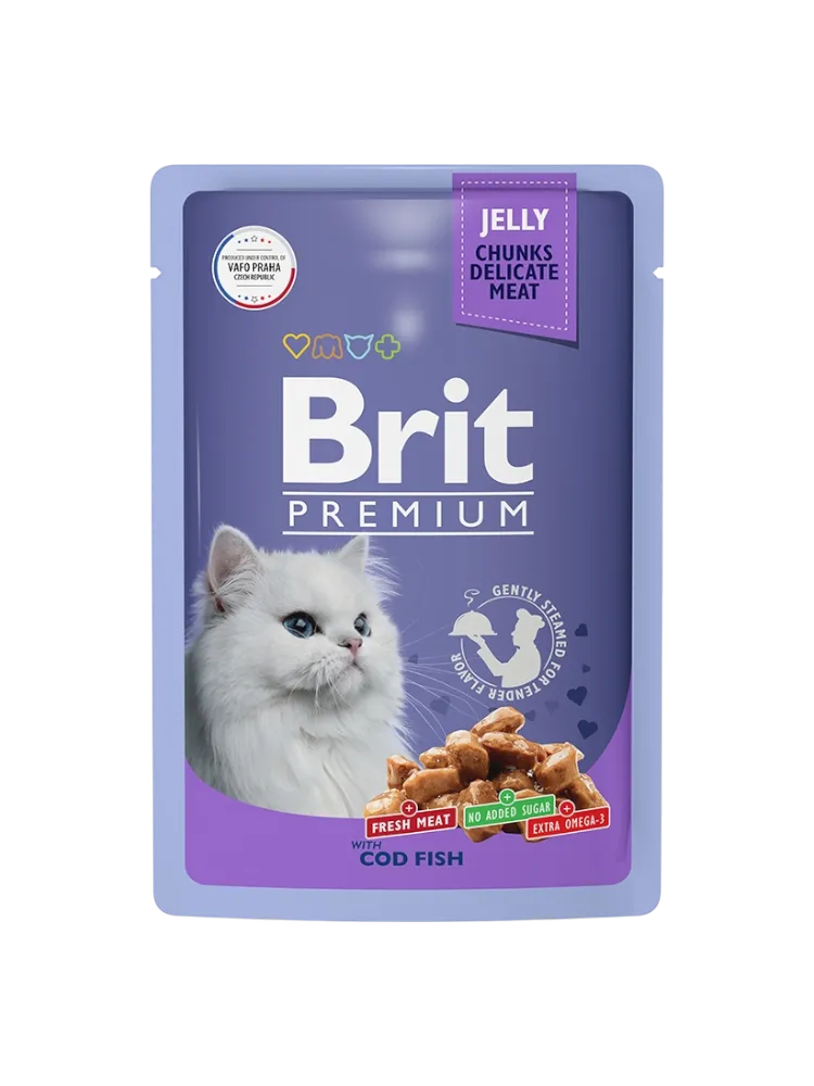 КОРМ Д/КОШЕК BRIT 85Г PREMIUM ТРЕСКА В ЖЕЛЕ ЖЕЛЕ - фото 1