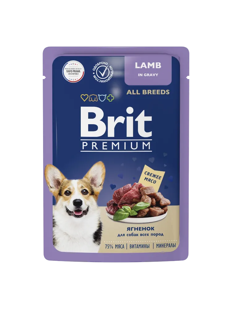 КОРМ Д/СОБАК BRIT 85Г PREMIUMР ЯГНЁНОК В СОУСЕ