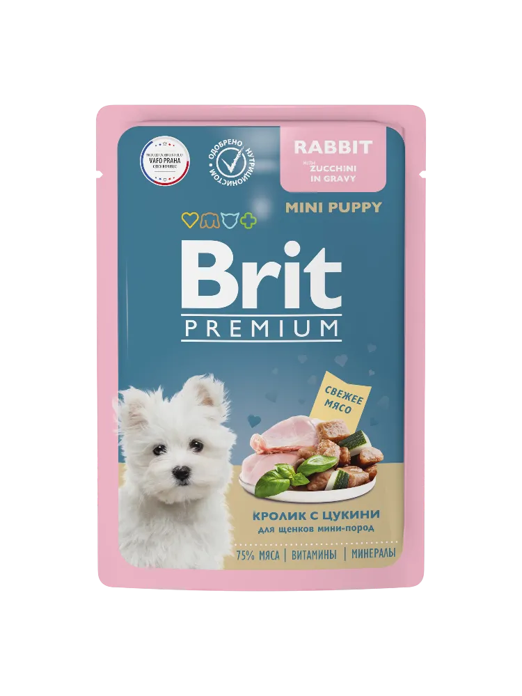 КОРМ Д/ЩЕНКОВ BRIT 85Г PREMIUM КРОЛИК/ЦУКИНИ В СОУСЕ