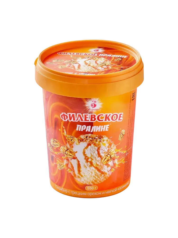 МОРОЖЕНОЕ АЙСБЕРРИ ПЛОМБИР С АРОМ КАРАМЕЛИ И ГРЕЦКИМ ОРЕХОМ ВЕДРО 550Г 