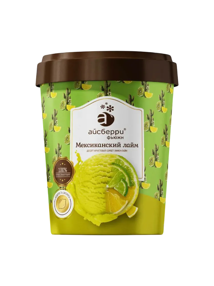 МОРОЖЕНОЕ АЙСБЕРРИ ФРУКТ СОРБЕТ ЛАЙМ С КУСОЧКАМИ ЛИМОНА ВЕДРО 350Г