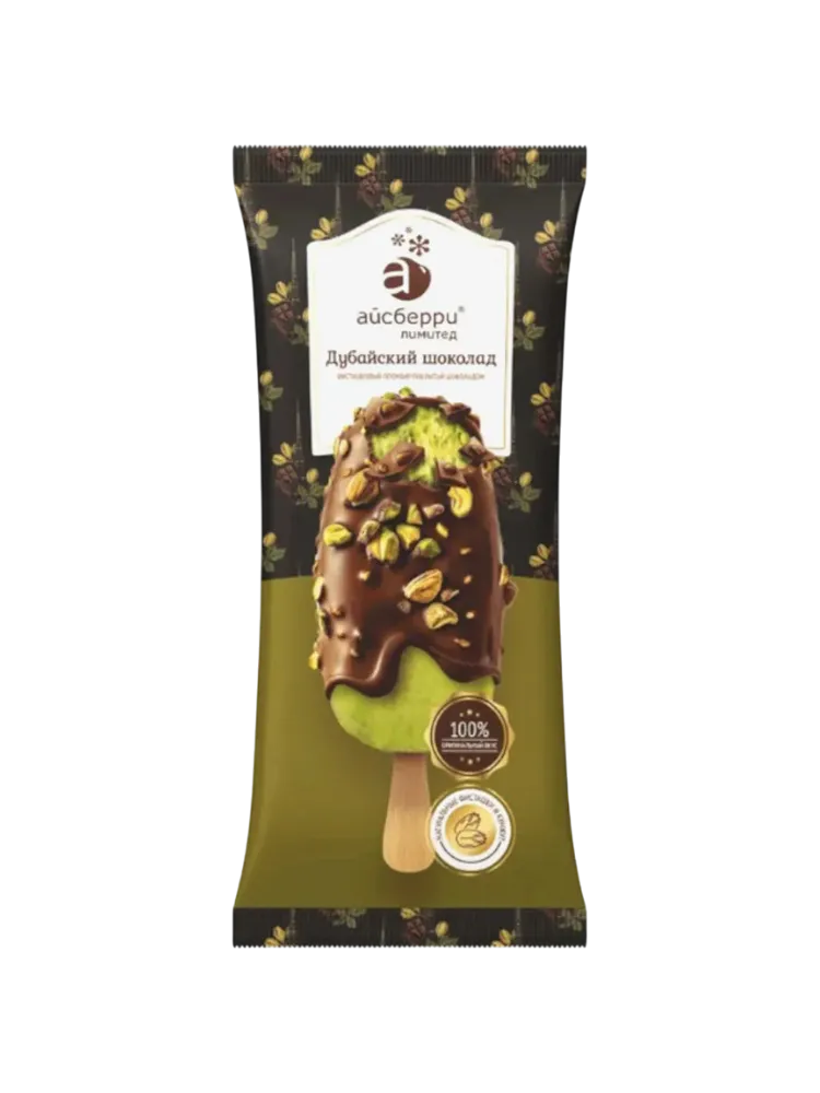 МОРОЖЕНОЕ ЭСКИМО АЙСБЕРРИ ДУБАЙСКИЙ ШОКОЛАД ФИСТАШКА/ КУНЖУТ/ШОКОЛАД 80Г