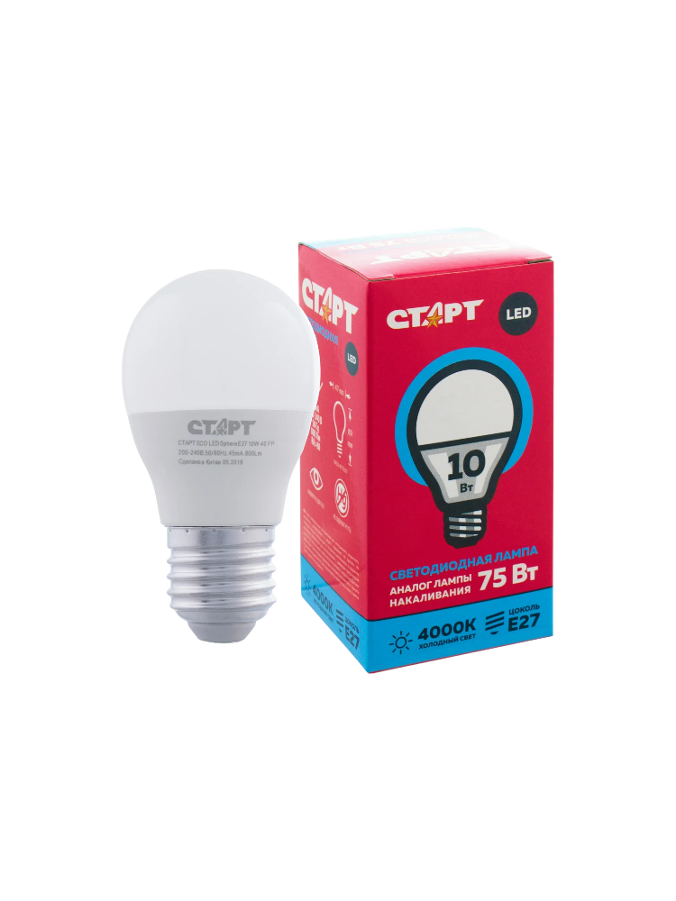 ЛАМПА СТАРТ LED E27 10W ХОЛ - фото 1