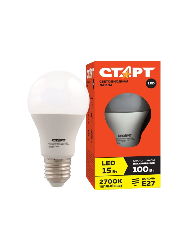 ЛАМПА СТАРТ LED E27 15W ТЕПЛЫЙ - фото 1