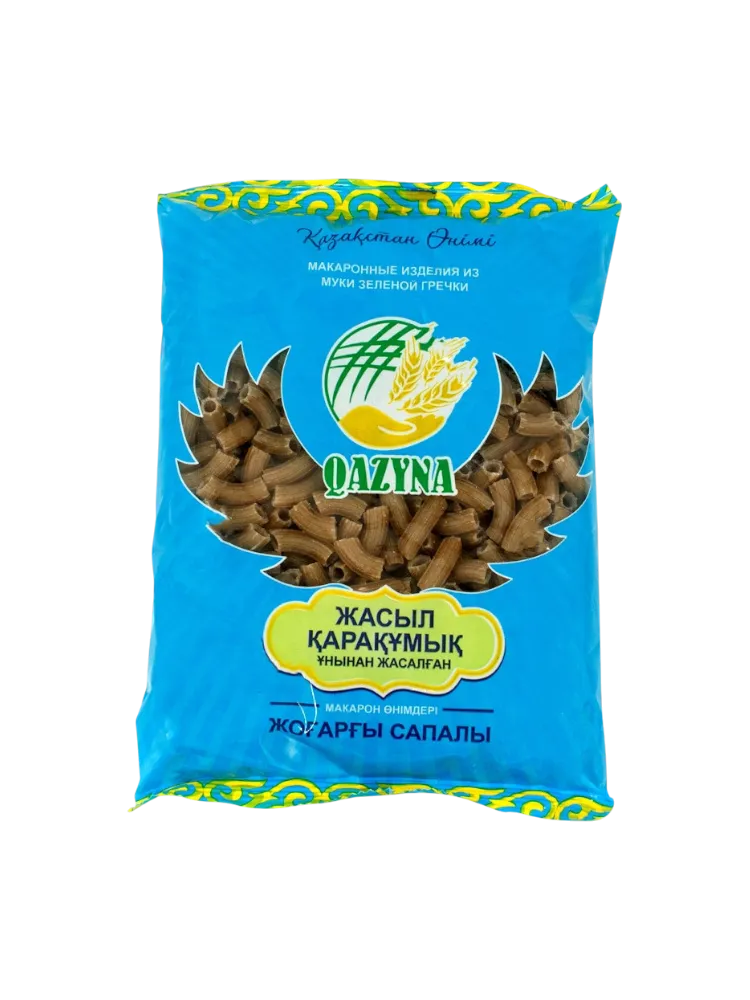 МАКАРОНЫ QAZYNA ИЗ МУКИ ЗЕЛЕНОЙ ГРЕЧКИ РОЖКИ 5 350ГР
