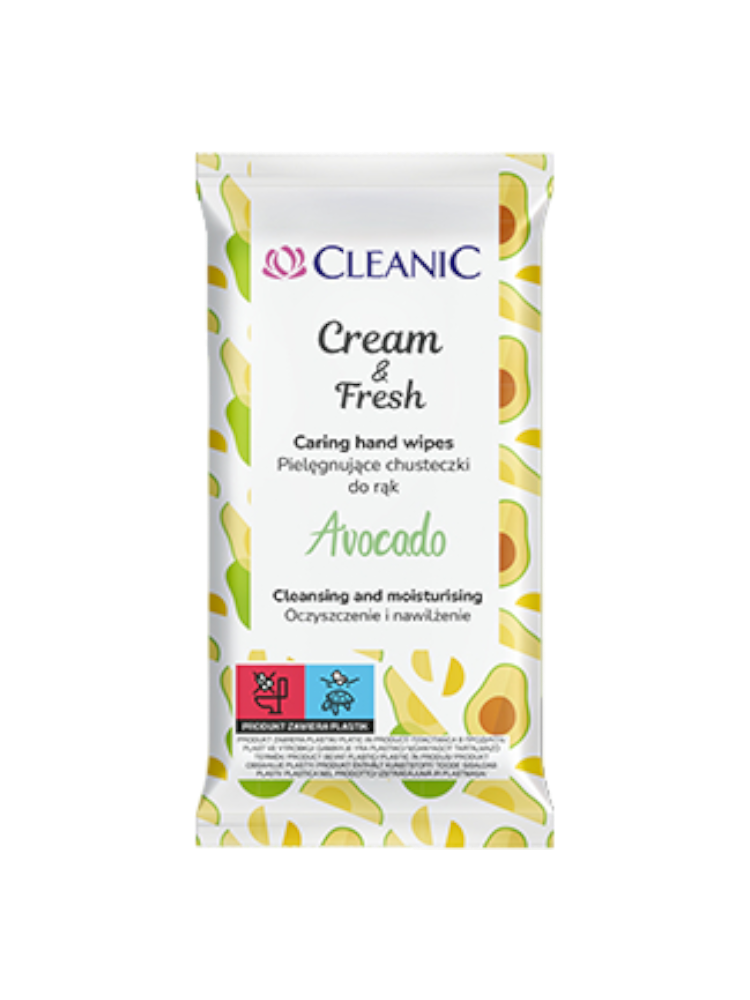 САЛФЕТКИ ВЛАЖ CLEANIC CREAM&FRESH AVOCADO ОСВЕЖАЮЩИЕ 15ШТ